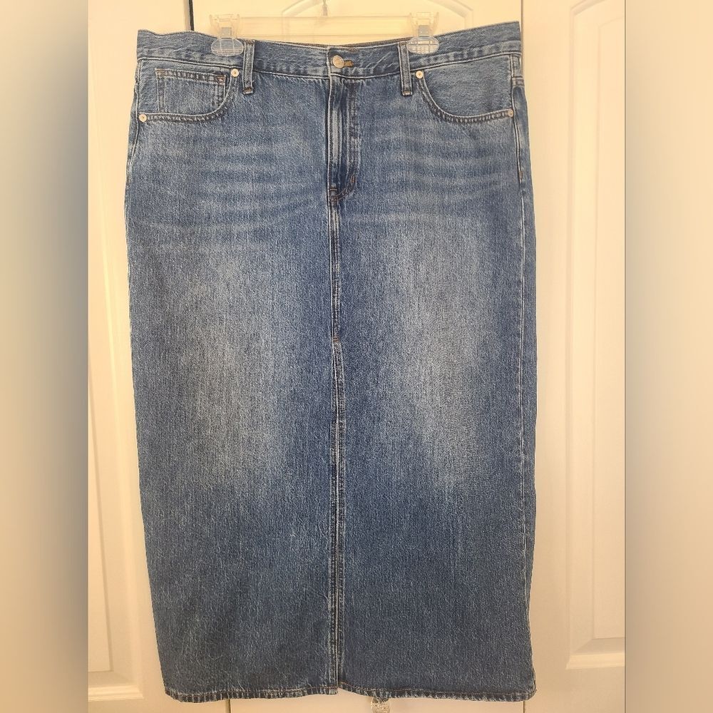 Madewell Denim Mid-Rise Maxi Skirt in Pratt Wash Retro 90's Inspired Size 32 - Picture 3 of 16
